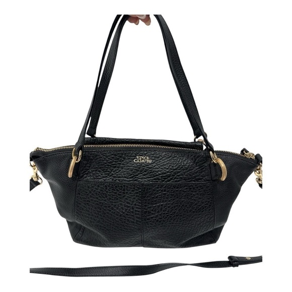 VINCE CAMUTO RAYA SATCHEL HANDBAG PURSE Black Leather - Picture 4 of 10